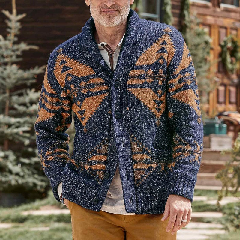 Plus Size Men's Knitted Sweater Winter Warm Coat