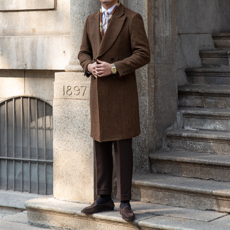 Men's Vintage Wool Brown trench coat