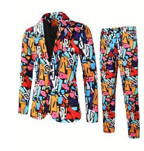 Men's Digital Printing Leisure Suit for stage performance