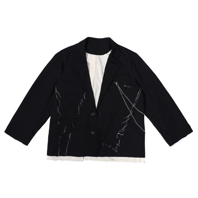 Deconstruction Splicing suit jacket men