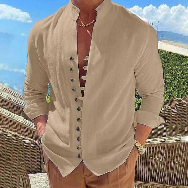Retro Button Long-sleeved Men's Casual Loose Shirt