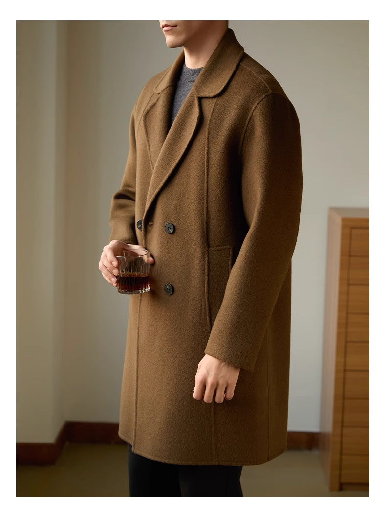 Men's Mid-length Woolen Thick Coat