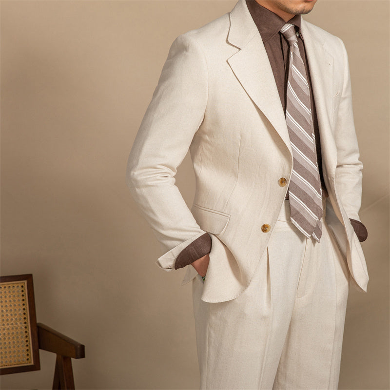 Casual Breathable Retro Suit Men's Half Lining blazer