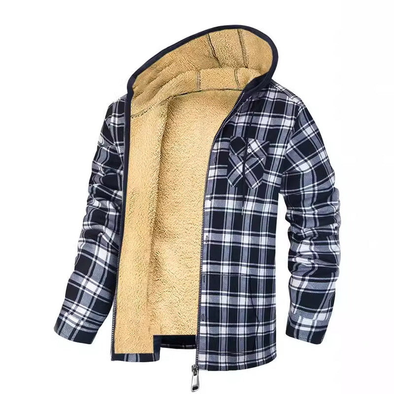 Thickened Cotton-padded Plaid Long Sleeve Loose jacket