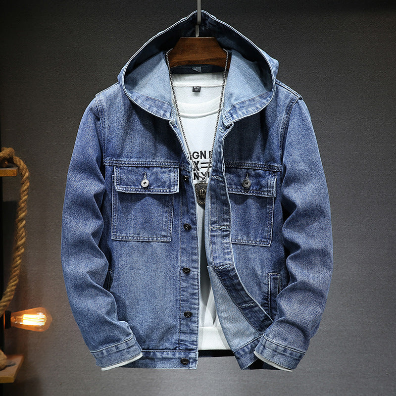 Hooded Denim Jacket Men