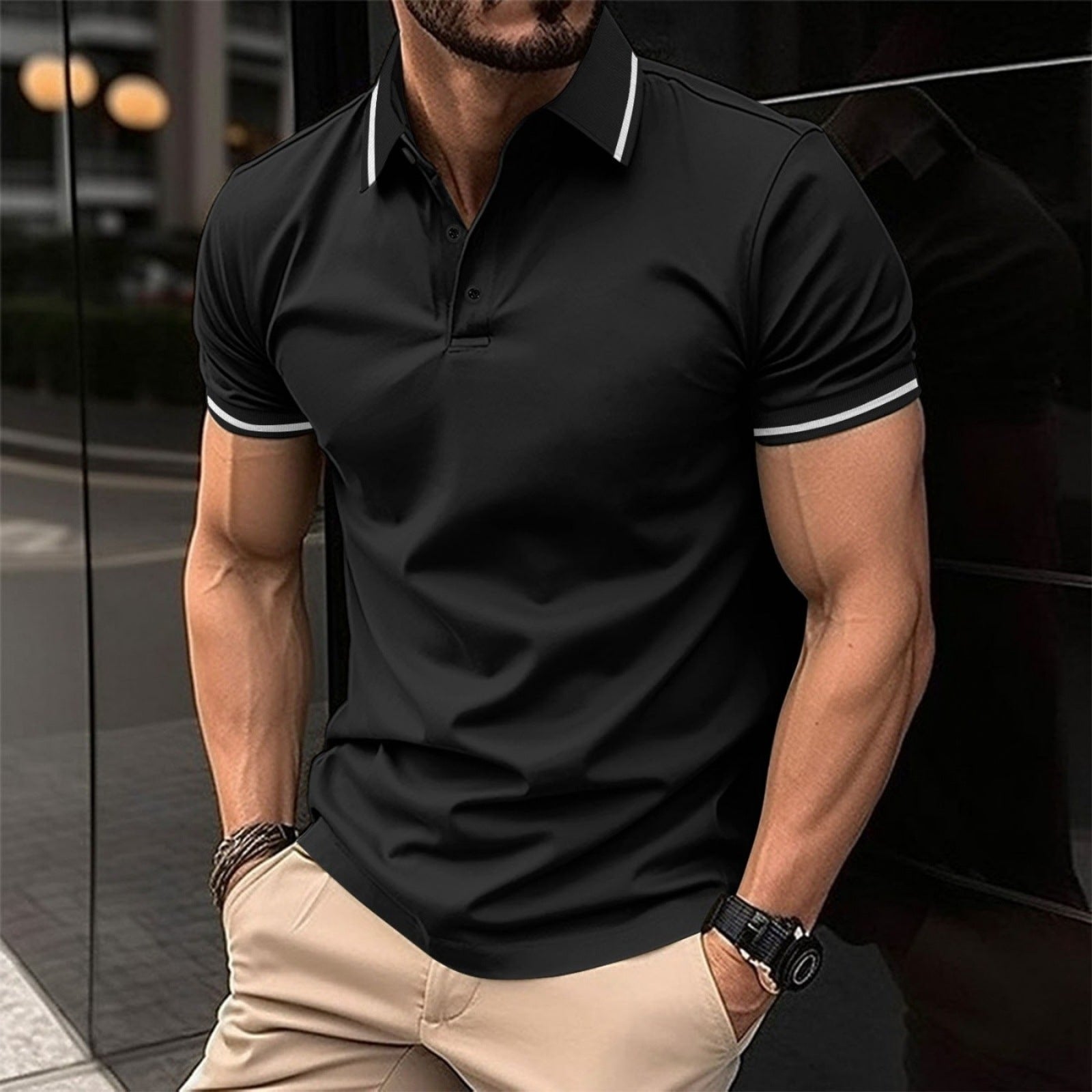 Men's Sports Casual Lapel Short Sleeve Polo Shirt