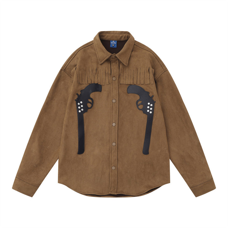 Pistol Embroidery Patch Long Sleeves Shirt Coat