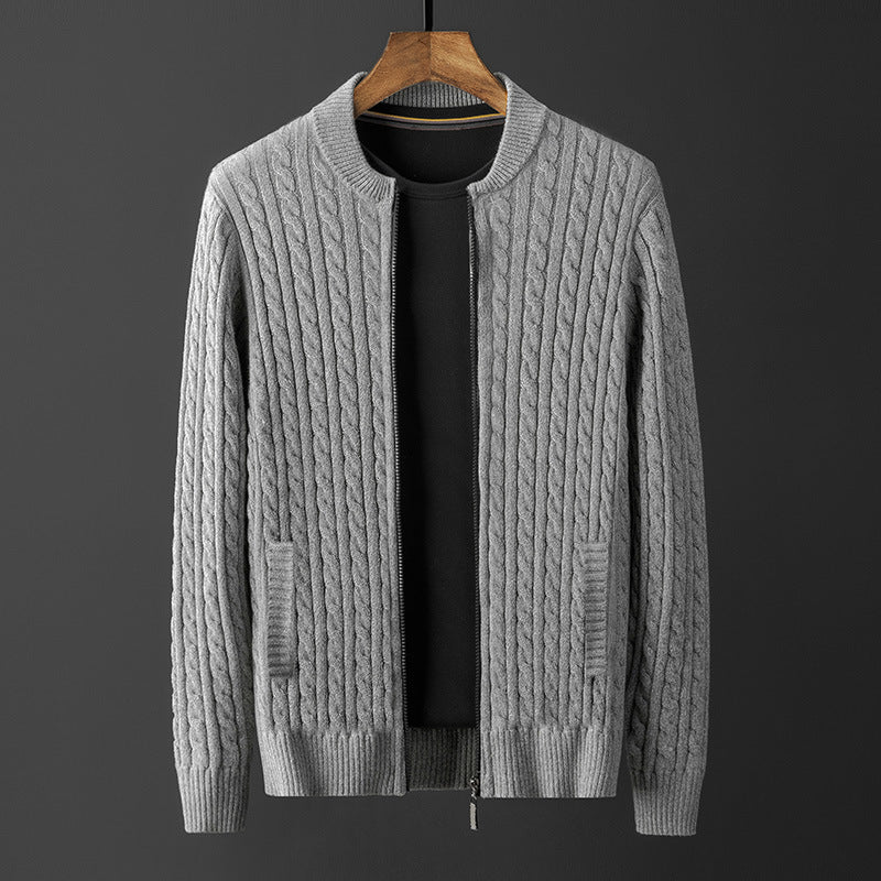 Men's Striped Knit Cardigan Sweater Jacket