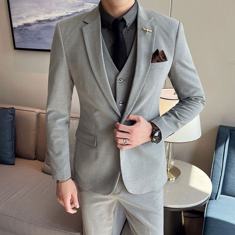 Men's Solid Color Three-piece Suit