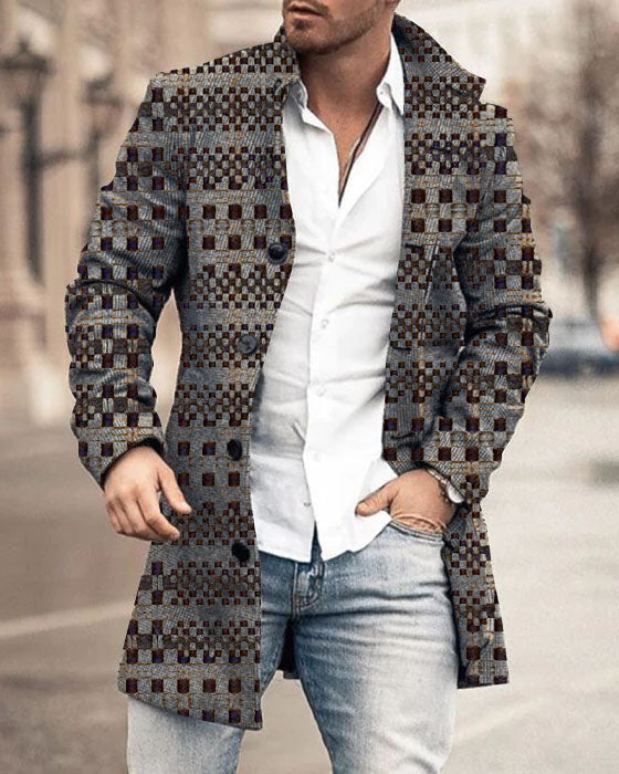 Men's Stand Collar Mid-length Trench Coat