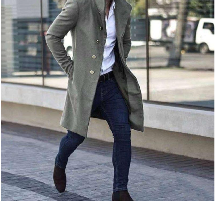 Mid-length slot pocket casual coat