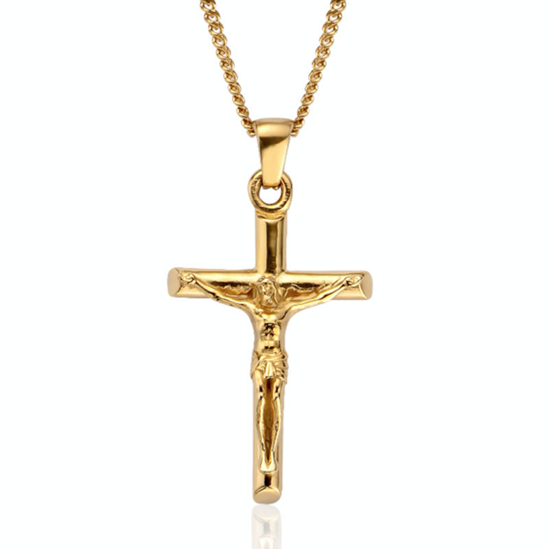 Stainless Steel Cross Pendant Punk Necklace