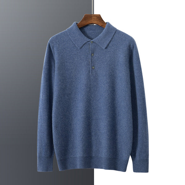 Polo Collar Men's Cashmere Shirt Collar Knitting sweater