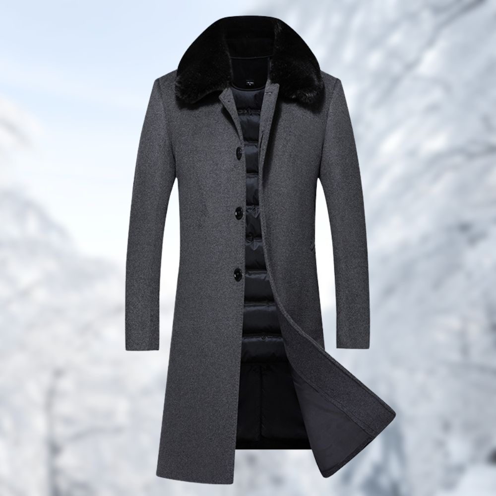 Men's Long Down Woolen trench Coat