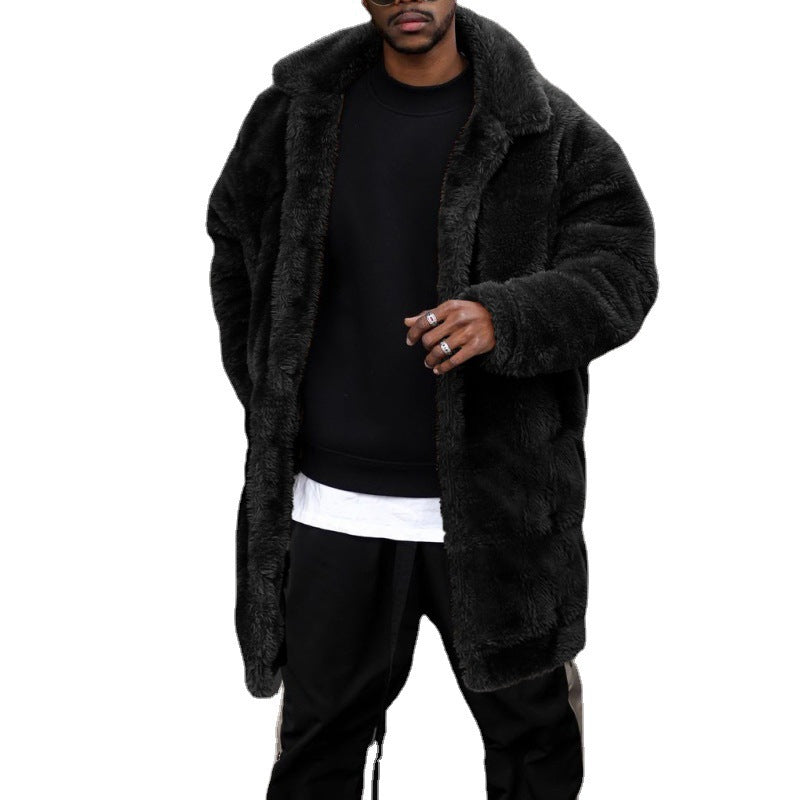 Men's Loose Casual Plush Mid-length Coat