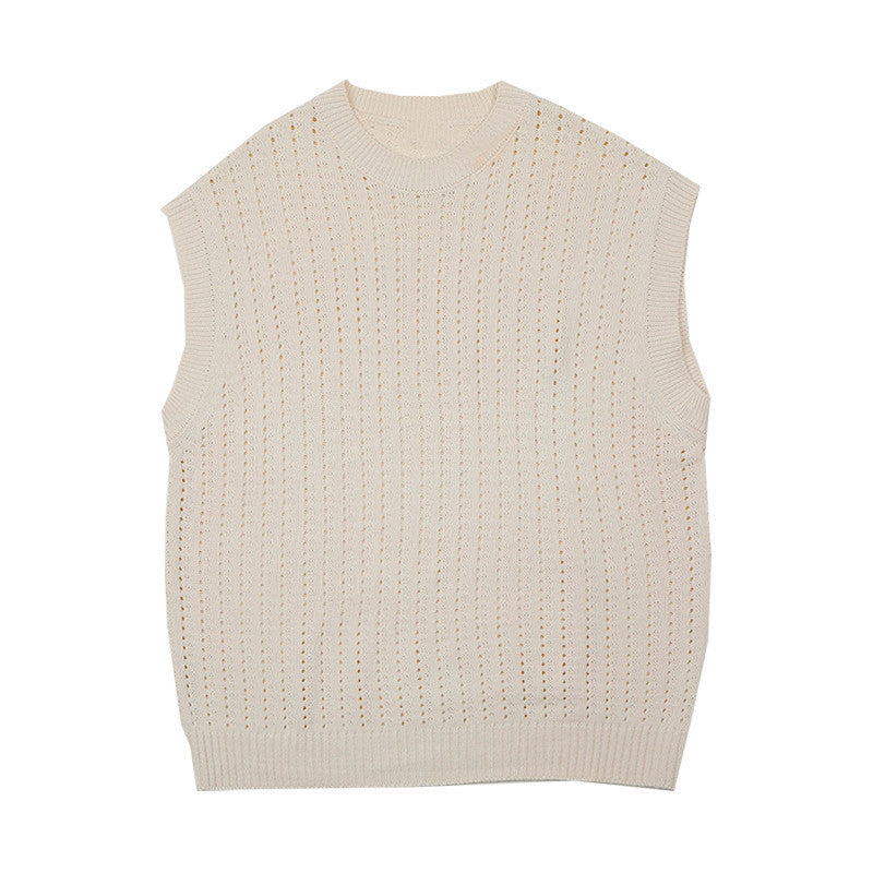 Vintage American Hollow-out Design Sweater Vest Men