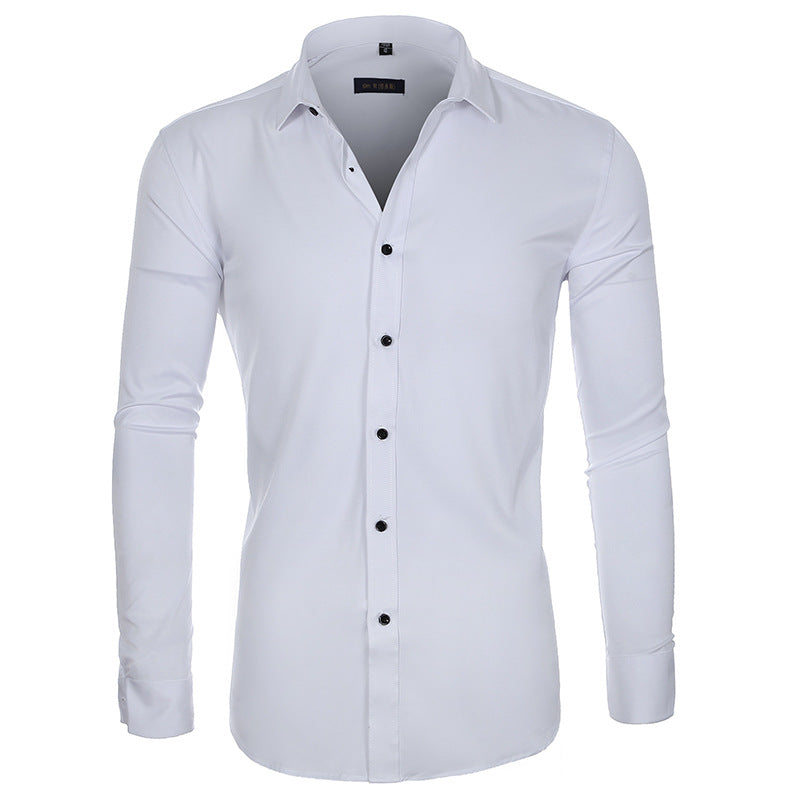 No Ironing High Elastic Men's Long Sleeve Shirt