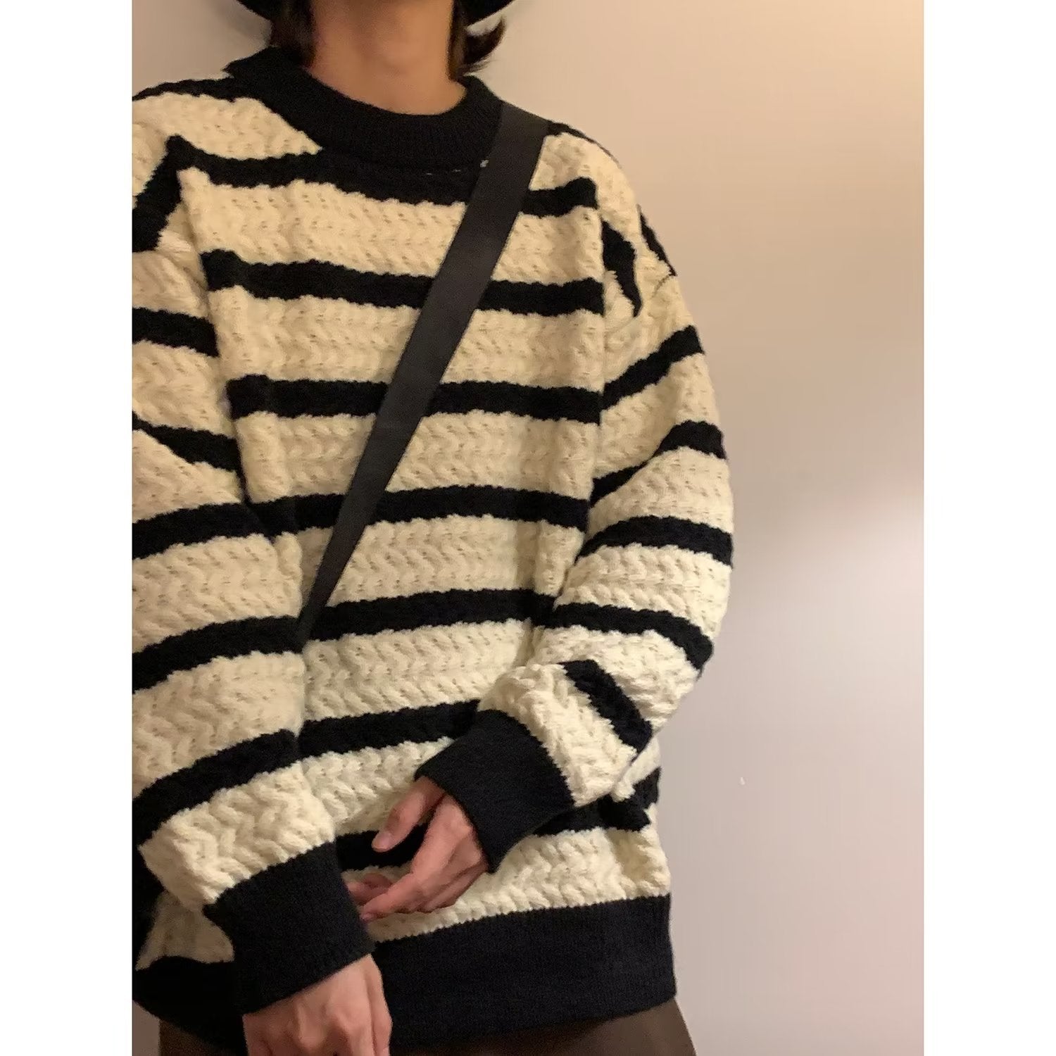 Maglione a righe con scollo tondo per uomo