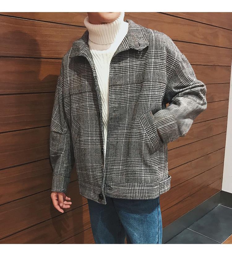 Thick And Loose Boys' All-match Short Plaid Coat