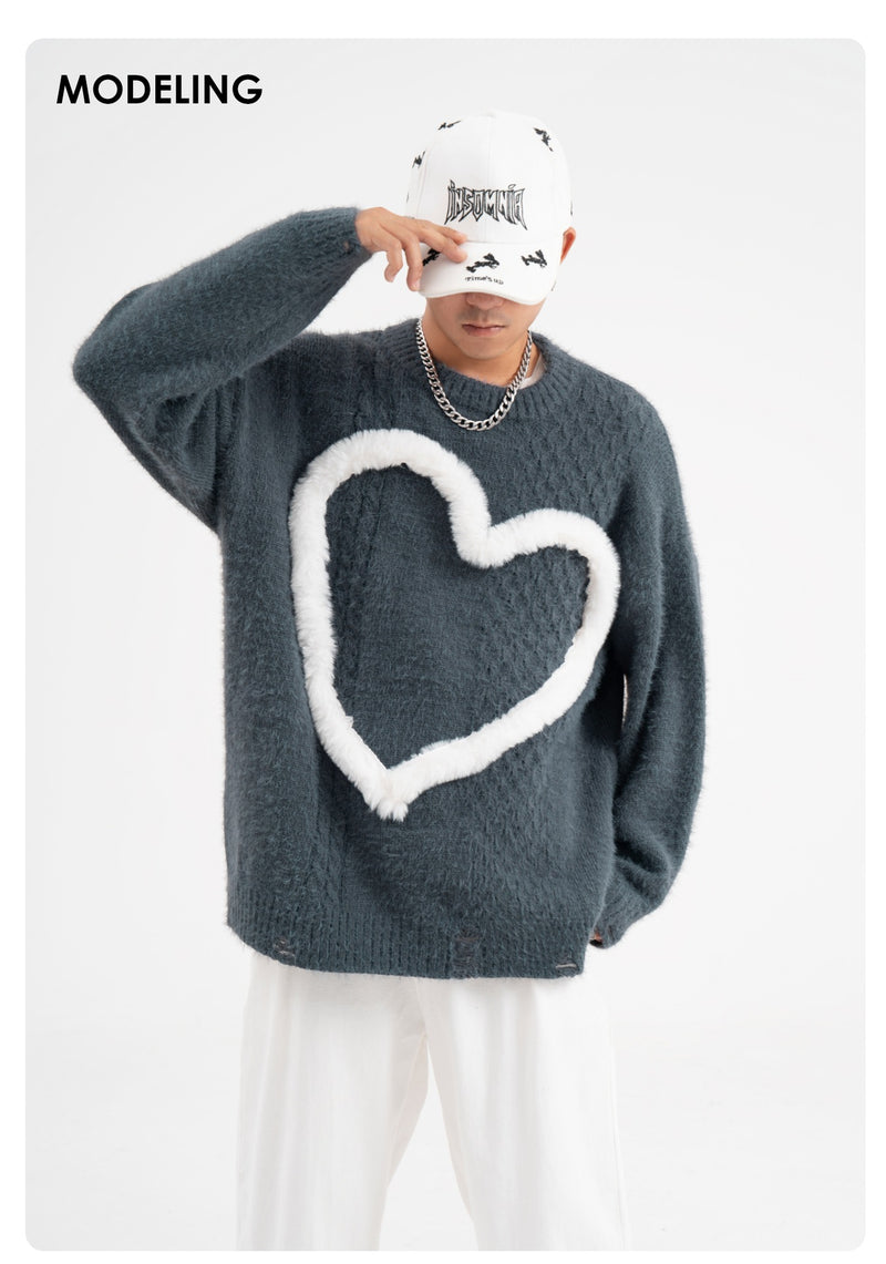 Three-dimensional Velvet Love Sweater