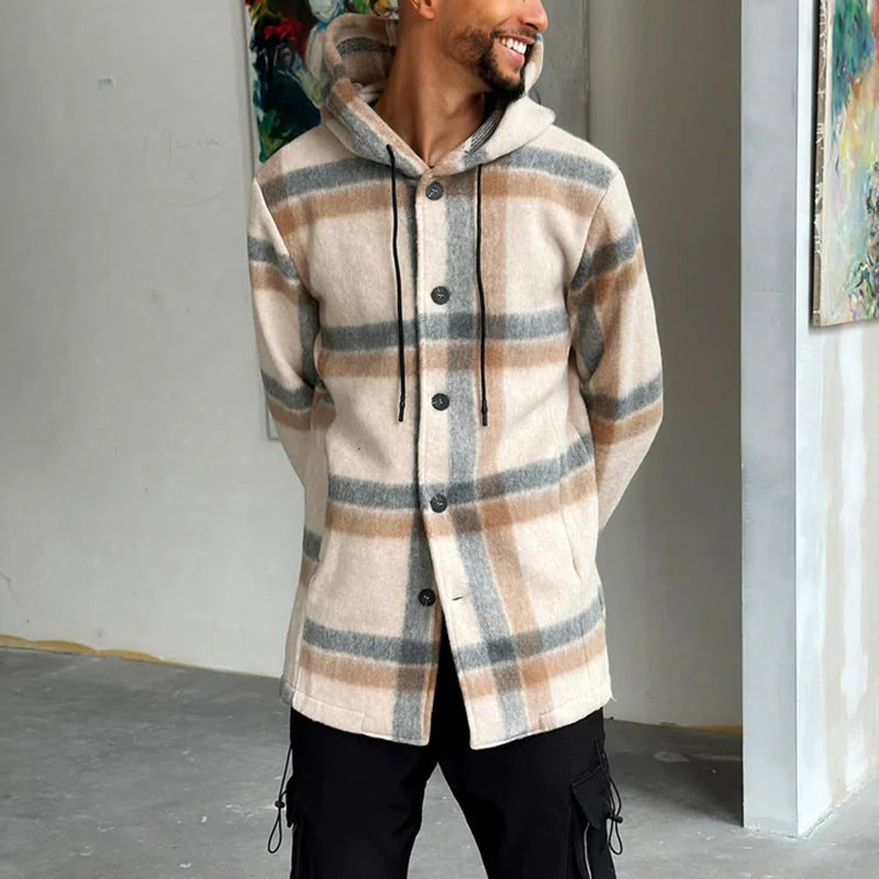 Men's Hooded Plaid Casual jacket
