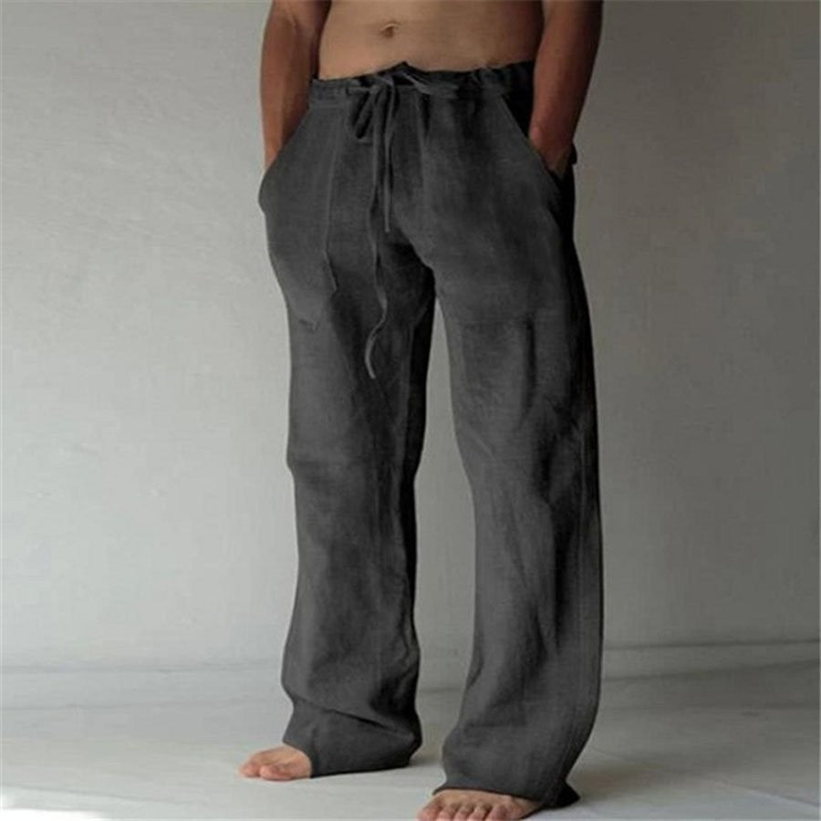 Men's Linen Leisure Solid Color Thin Trousers