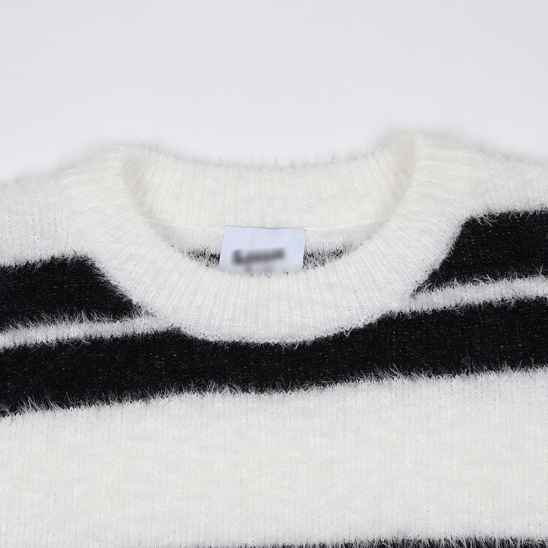 Striped Loose Round Neck Sweater Men