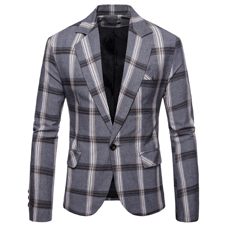 Casual Plaid Suit Coat for men