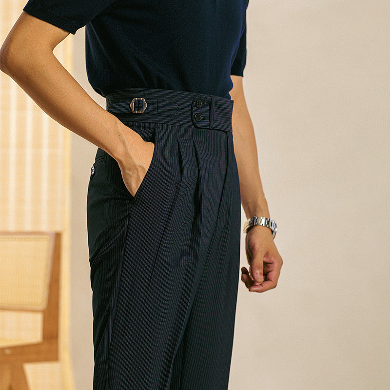 Paris Double Pleated Straight Fit Trousers