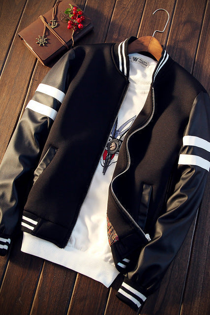 Simple Black And White baseball jacket men