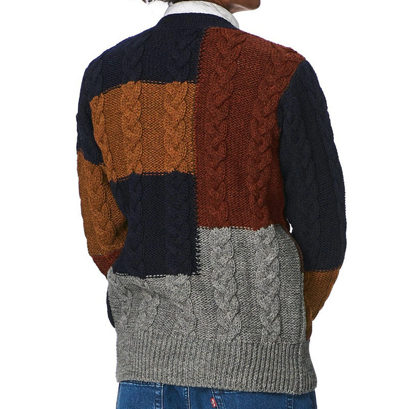 V-neck Long Sleeve Sweater Coat Men