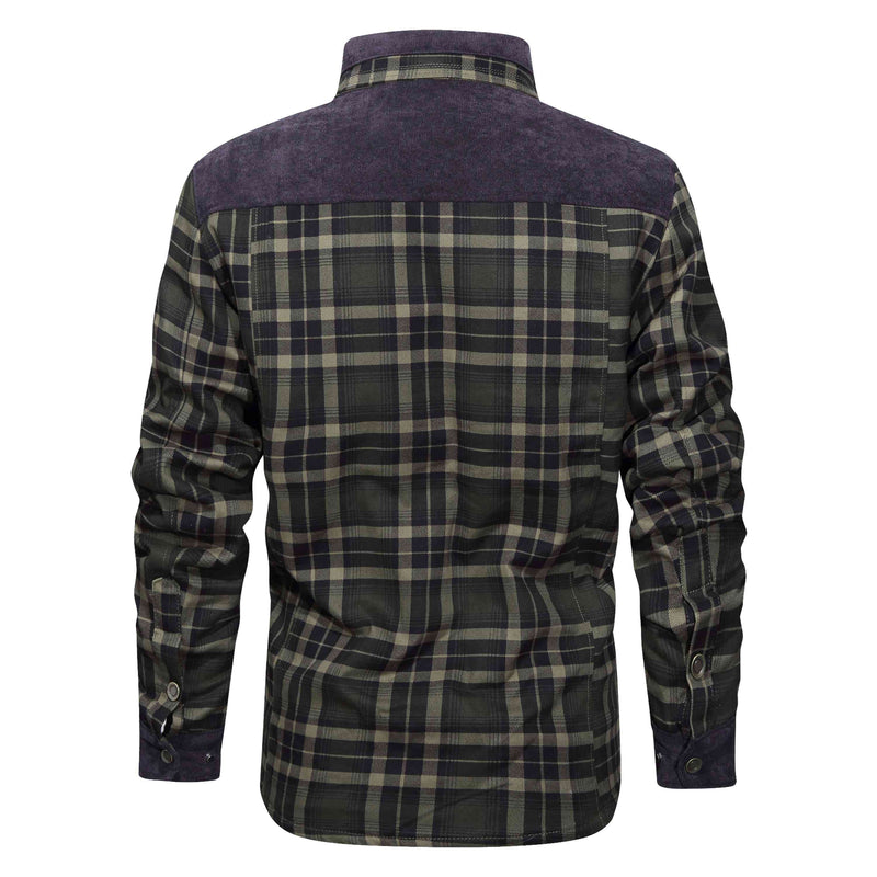 Thickened Shirt Jacket With Classic Plaid Fuzzy Fleece Lining