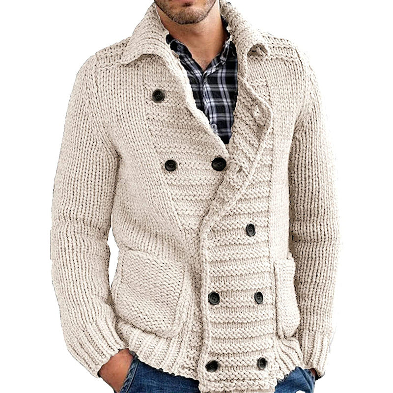 Cardigan Solid Color Lapel Long-sleeved Knitted Jacket