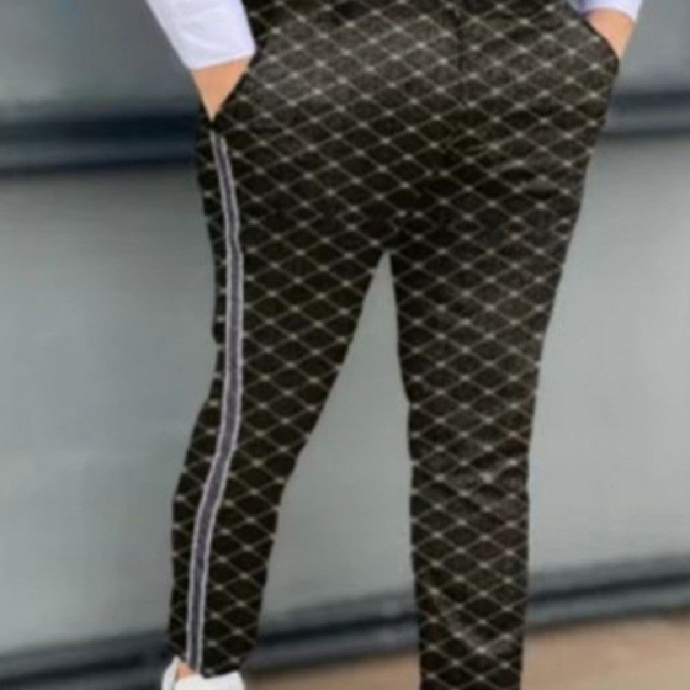 Printed Mid Rise Straight Leg Pants