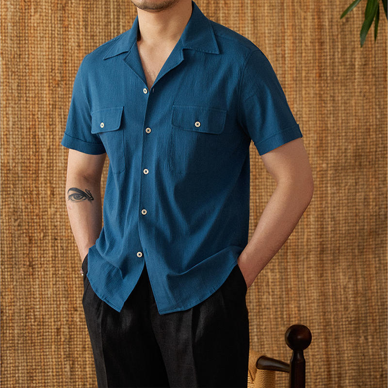 Ischia Cotton Seersucker Short Sleeve Shirt