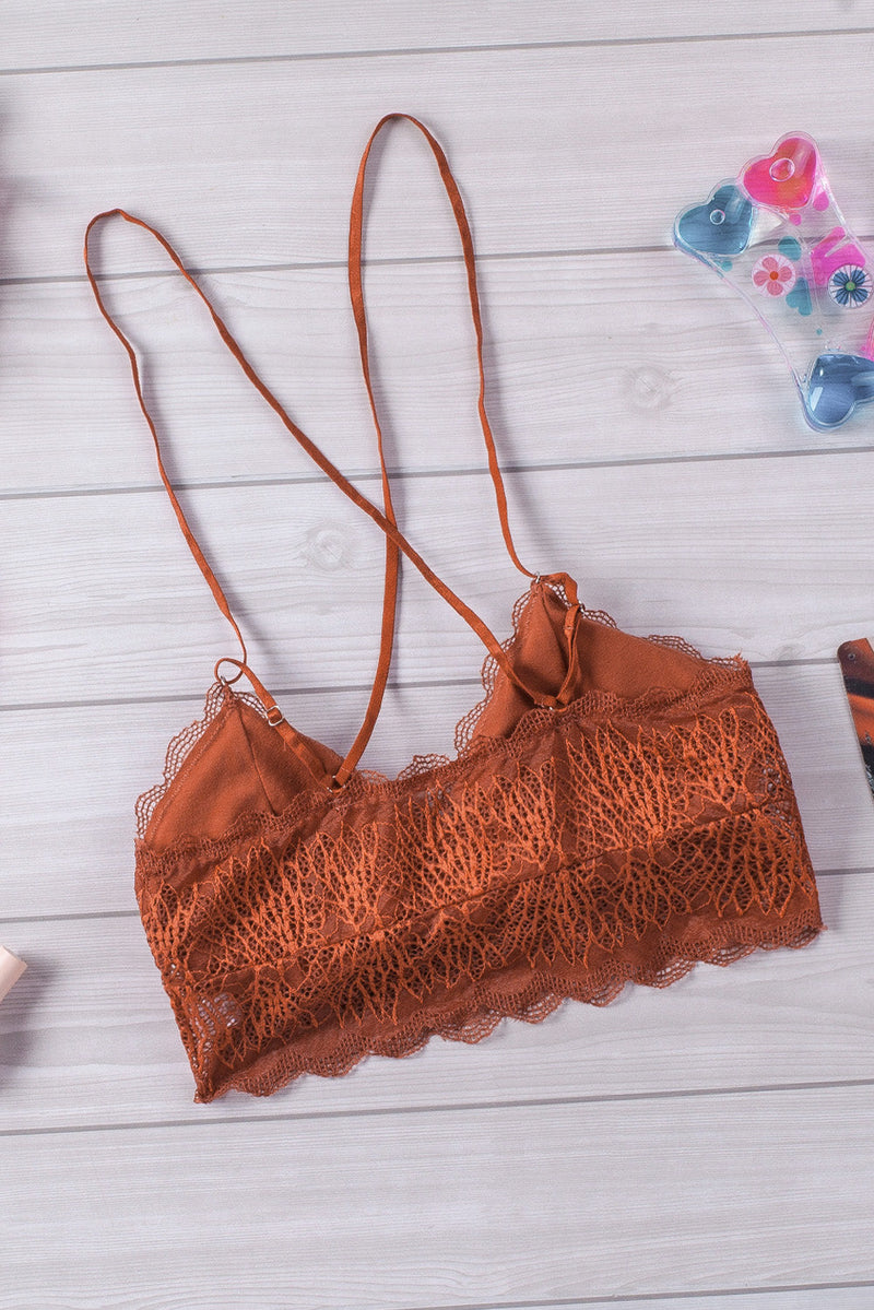 Lace Scalloped Crisscross Strap Bralette