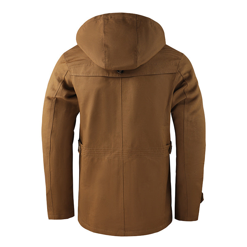 Chaqueta con capucha de longitud media para hombre