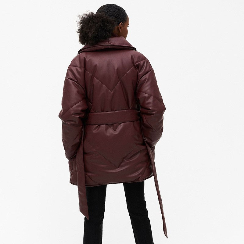 Winter Parkas For Women Loose Leather Coats Ladies Jackets