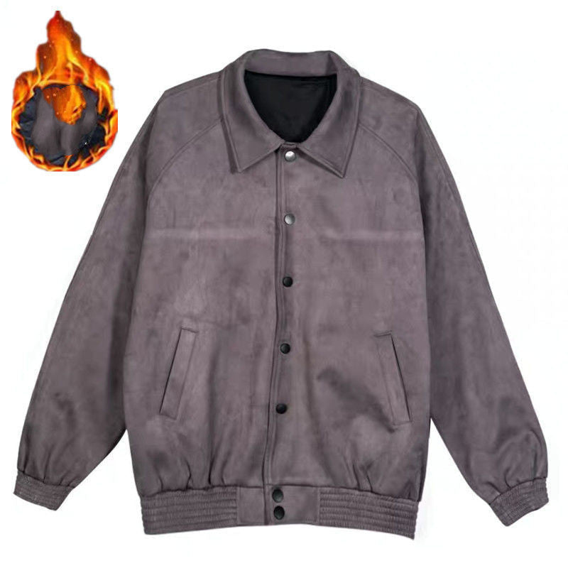 Suede Button Down Baseball jacket