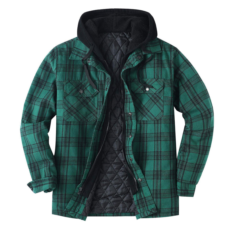 Men's Thickened Cotton-padded Plaid Long-sleeved Coat