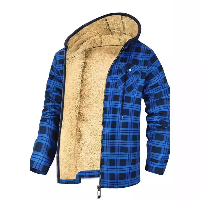 Thickened Cotton-padded Plaid Long Sleeve Loose jacket