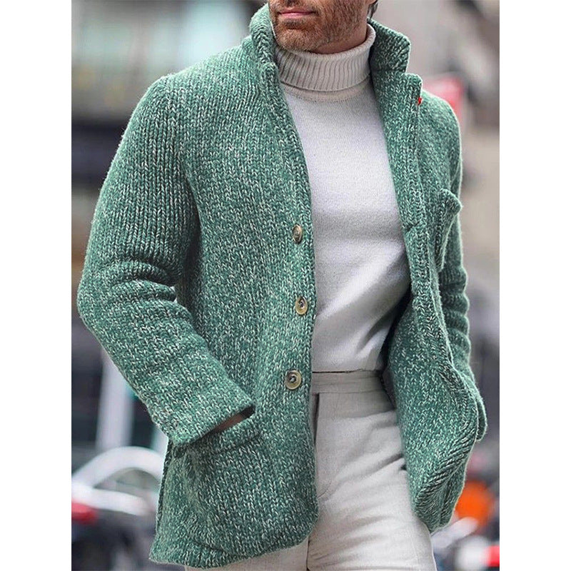 Autumn And Winter  Men's Knitted Cardigan Stand Collar Coat