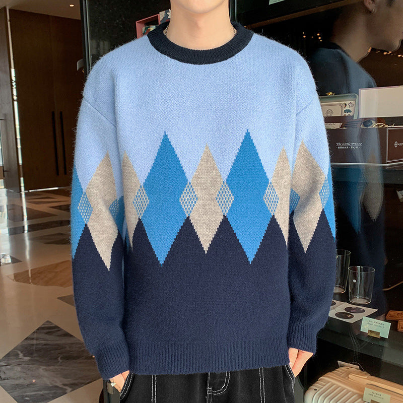 Men's Retro Round Neck Spring And Autumn Sweater