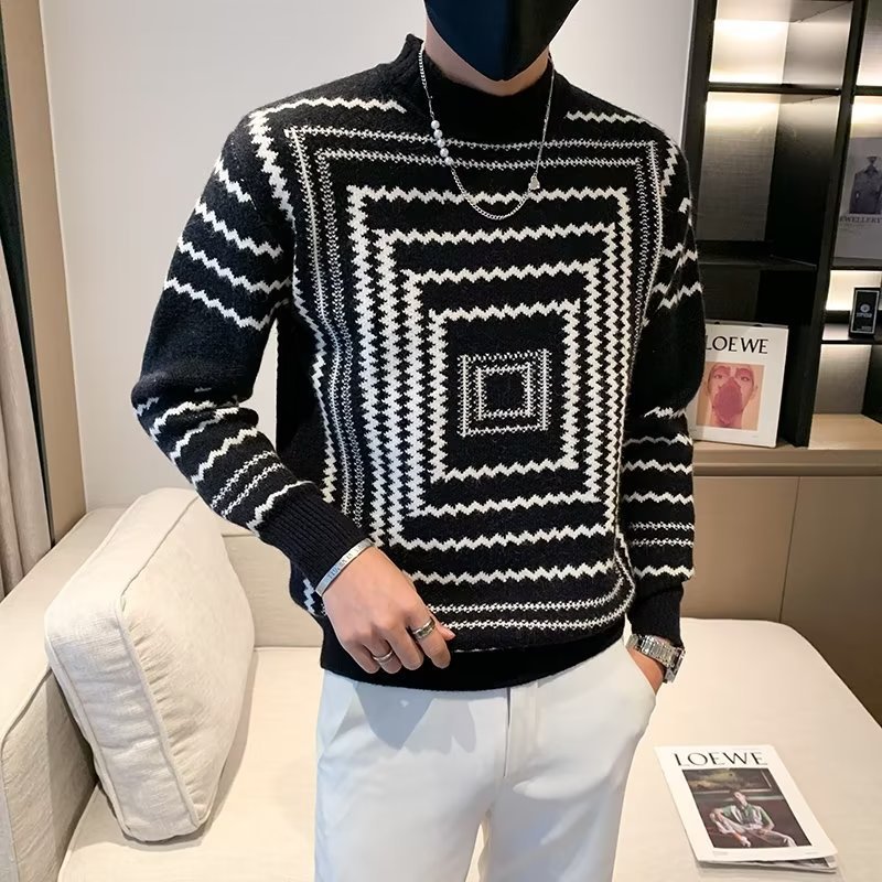 Maglione a righe per uomo primavera e autunno