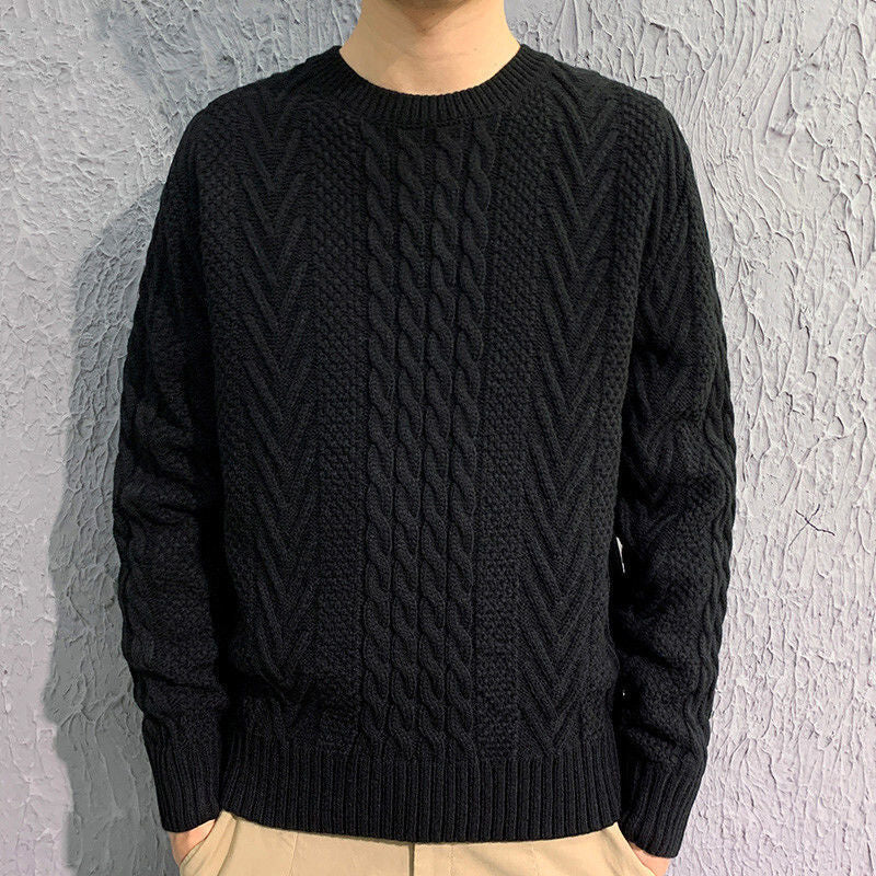 Men's Knitting Thick Yarn Dough Twists Sweater