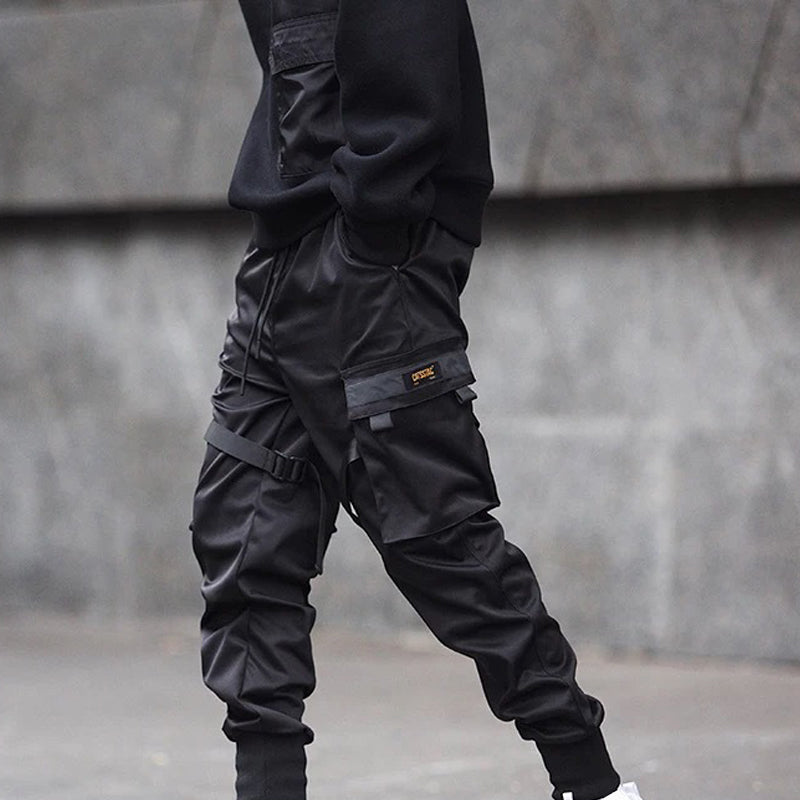 Men Black Hip Hop Cargo Pants