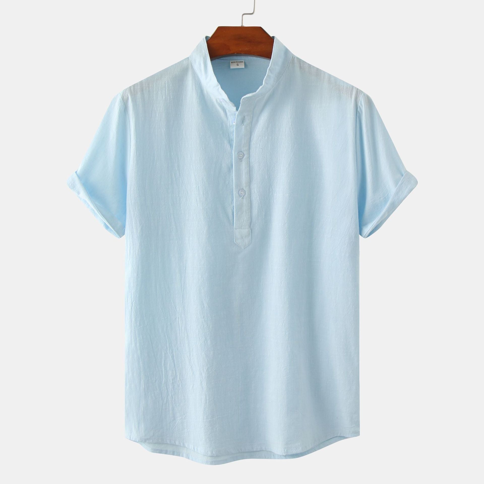 Casual Solid Color short sleeve summer shirt for men