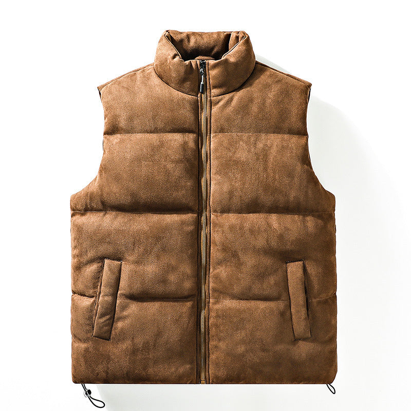 Semplice gilet imbottito in cotone con collo alto per uomo