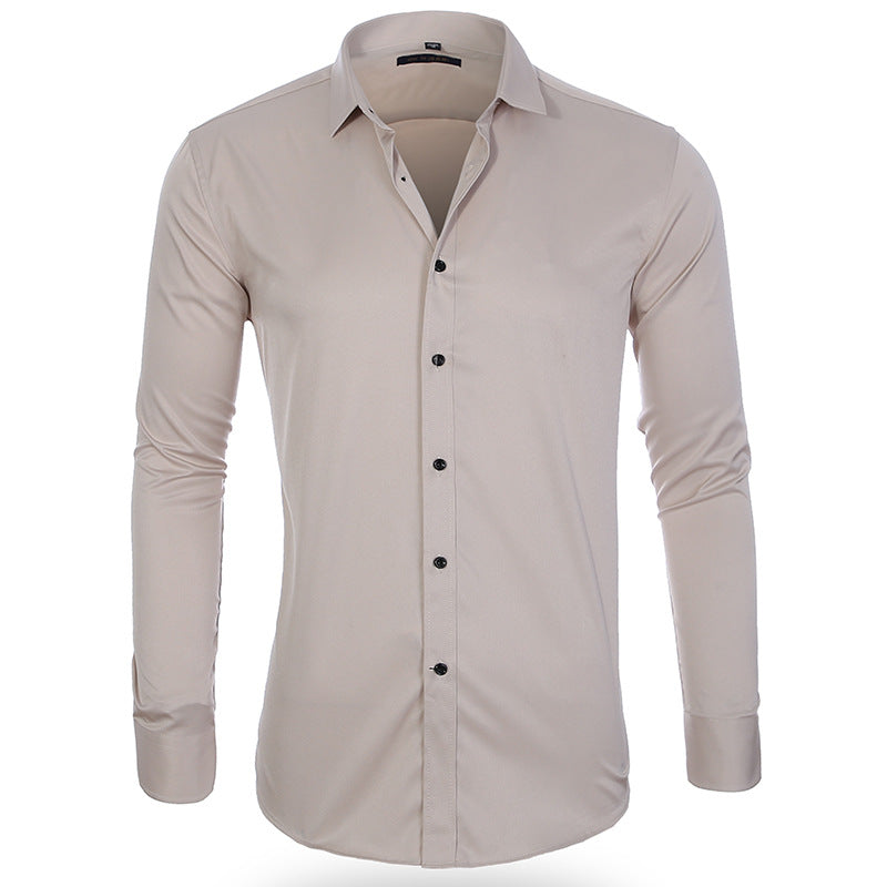 No Ironing High Elastic Men's Long Sleeve Shirt