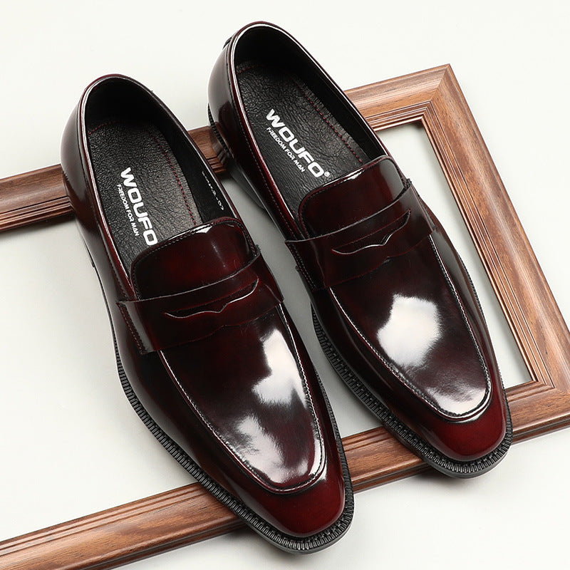 Men's Square-toe Patent Leather Business Formal Shoes